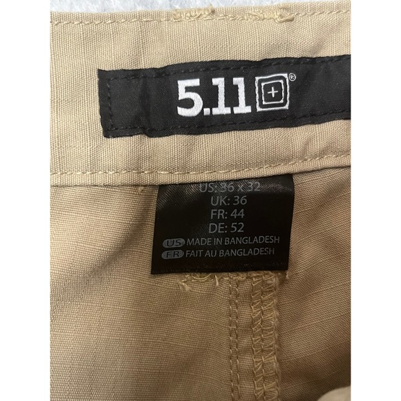 5.11 Tactical Cargo Pants Mens 36x32 Khaki Tan Ripstop Utility Work Trousers - Picture 4 of 6